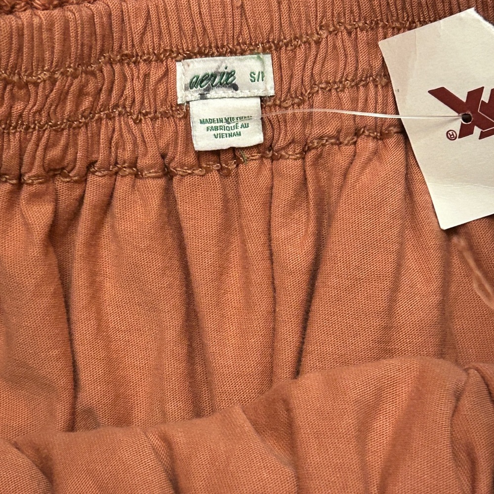 NWT Aerie Weekend Tiered Ruffle Mini Skirt Size Small Women's Terra Cotta Orange - Picture 6 of 8